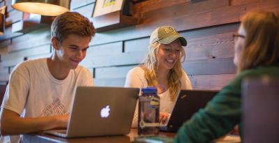 Students studying in Starbucks