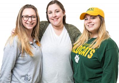 NMU student callers Katarina Jerman '17 BA, Ella Miller and Amanda Onusko